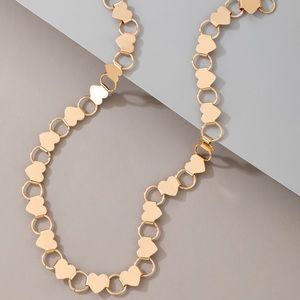 Boho Gold Link Heart Choker Necklace